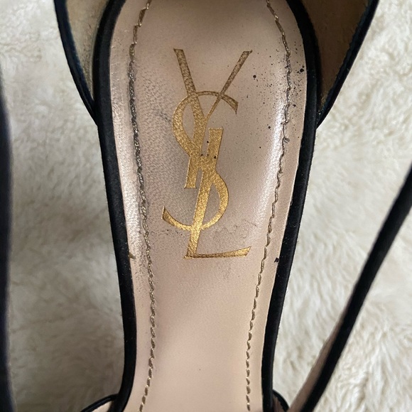 YSL black satin platform heels 38.5 fits like 7.5 US - Picture 8 of 13